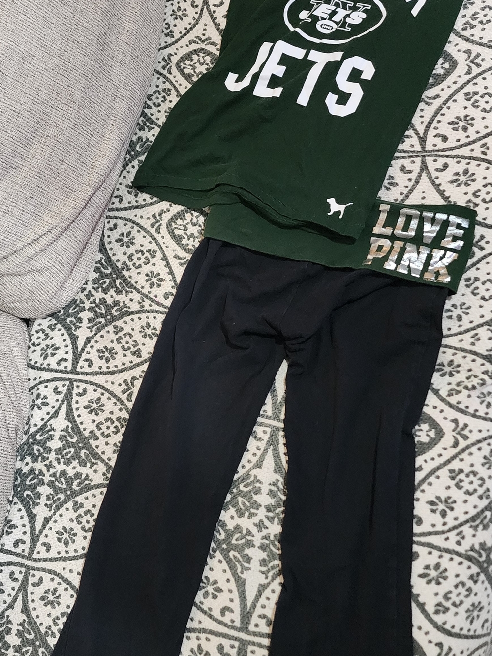 Pink Victoria Secret With 5th  & Ocean , Dark Green NFL Logo 2 Pieces